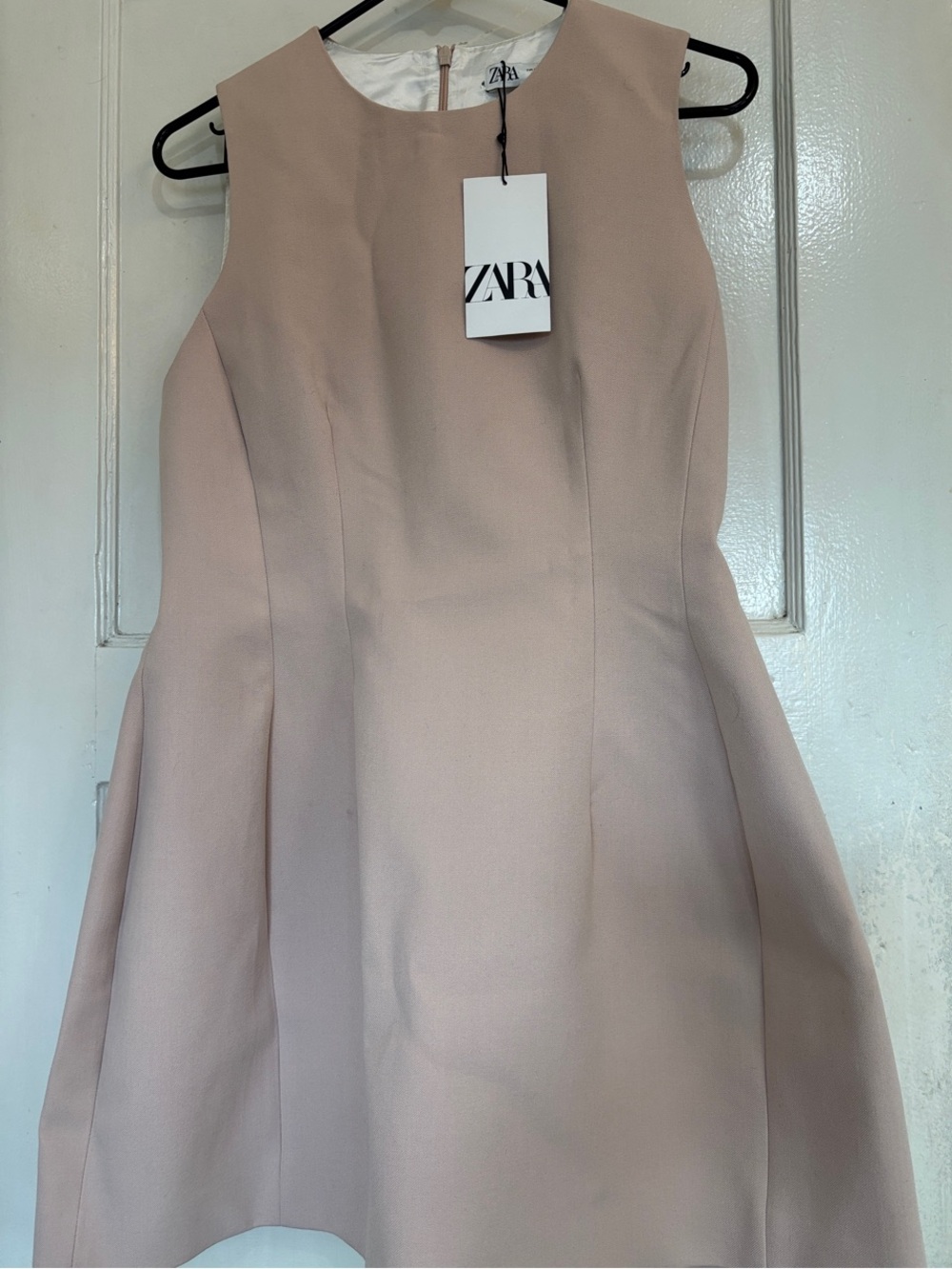 ZARA Women's Sleeveless A-Line Dress in Light Blush